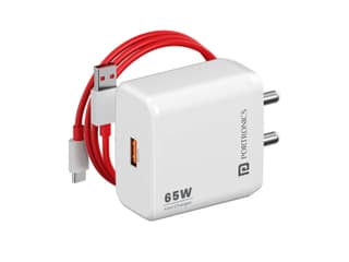Portronics Adapto 65A 65W Super Fast Charger, High-Speed MACH USB-A, 1 M Fast Charging Cable, Compatible with OnePlus, Oppo, and Realme