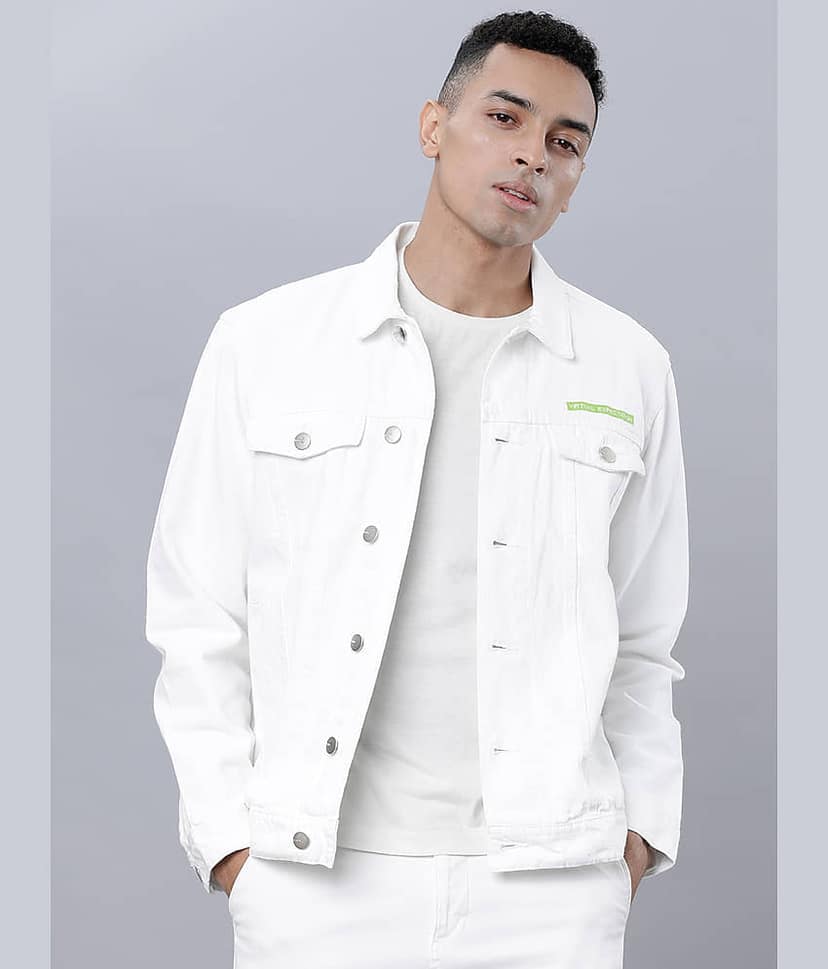Highlander Cotton Men's Denim Jacket - White ( Pack of 1 )
