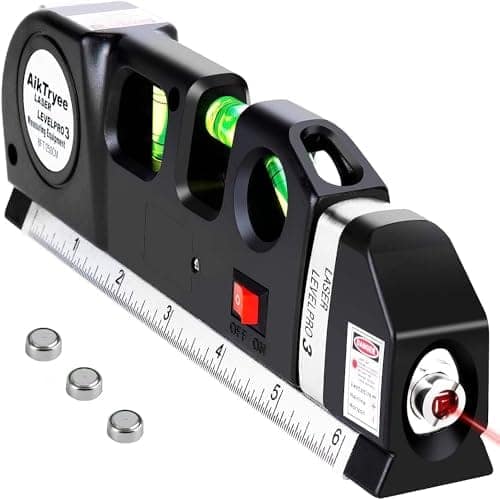 Laser Level Line Tool, Multipurpose Laser Level Kit Standard Cross Line Laser leveler Beam Tool with Metric Rulers 8ft/2.5M for Picture Hanging cabinets Tile Walls by SWAMINE. view 2