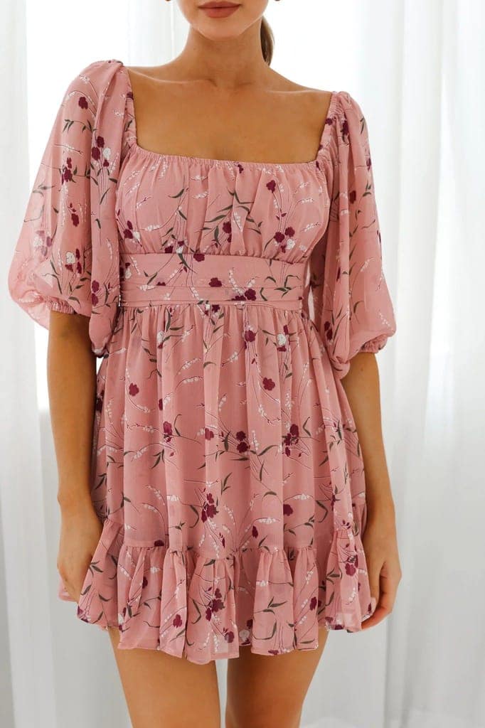 Elchic Floral Print Off-Shoulder Mini Georgette Dress view 4