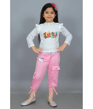 NEWSIFA Pack of 1 Girls Cotton Blend Top With Capris ( Green )
