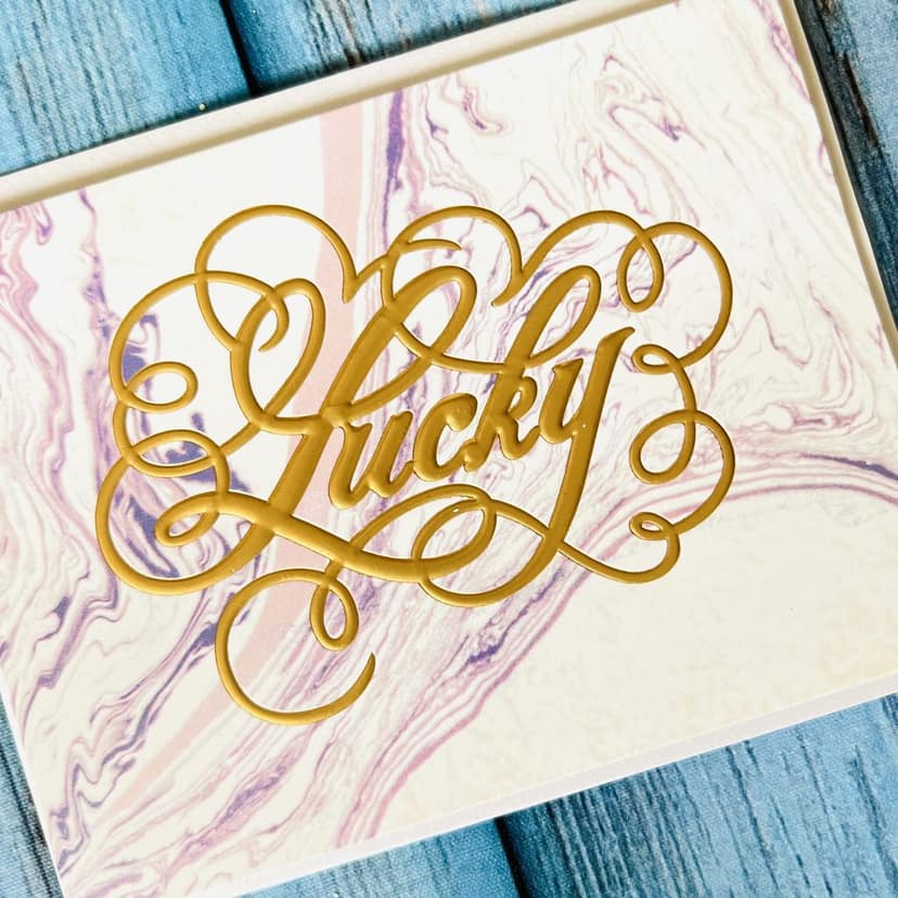 Rack Jack watercolour marble effect greeting card with gold foiling - lucky view 6