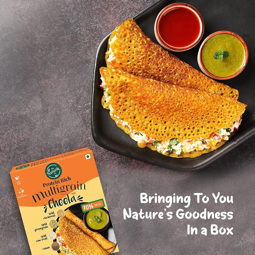 The Naturik Co Ragi and Multigrain Cheela Mix Combo - 250g each (Pack of 2), Ready to Cook Chilla/Dosa, Protein Rich Healthy Breakfast, 20% Protein, Anytime Snack for Kids and Family view 6