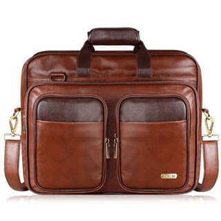 LOREM Tan & Brown Color Faux Leather 28L Laptop Messenger Bag For Men BG94