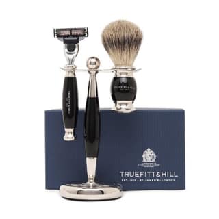 Truefitt & Hill Edwardian Set Faux Ebony Badger Brush,MachIII Razor,Stand 1 Piece