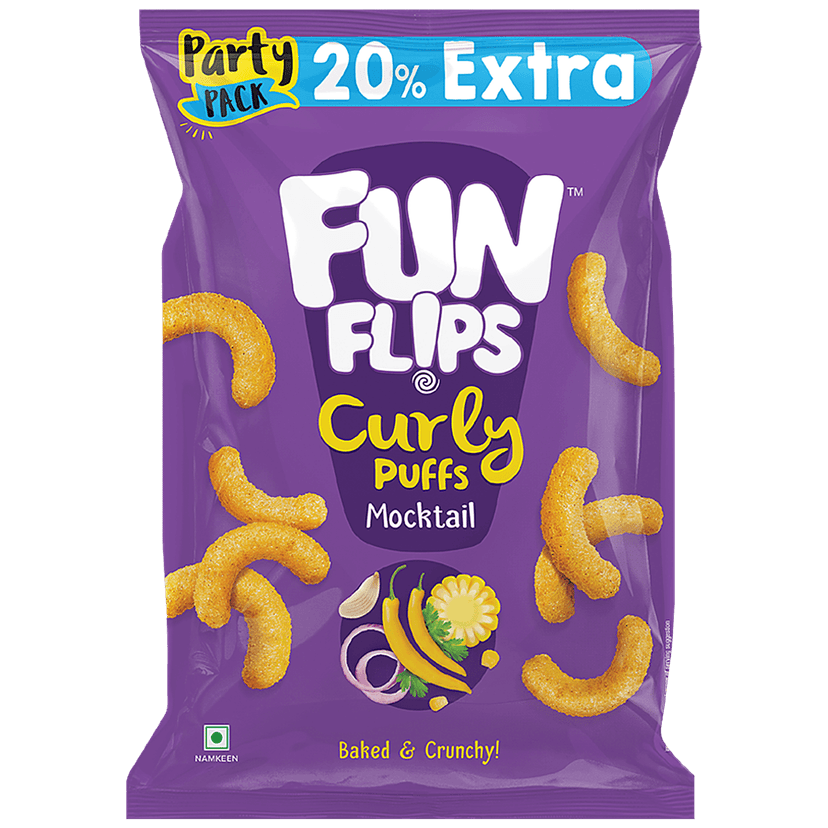 Fun Flips Curly Puffs - Mocktail, Baked & Crunchy, Healthy Snacks, 62.5 G