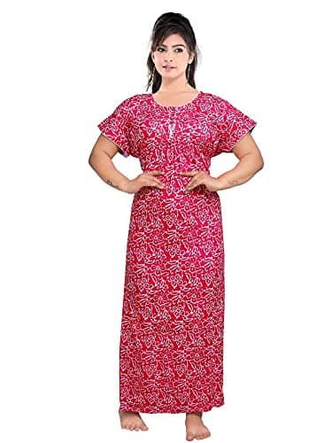 VALENCIA SLEEPWEAR Women's Pure Cotton Printed Maxi Nighty with Pocket Nightdress Night Suit Gown for Women and Girls Nightwear Female for Regular Use Nightgown Free Size view 10