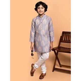 PrintCultr Boys Festive & Party Kurta and Pyjama Set (Purple)