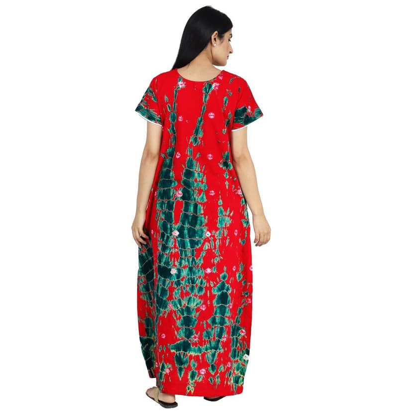 JISB Cotton Nighty with Tie & Dye, Red view 2