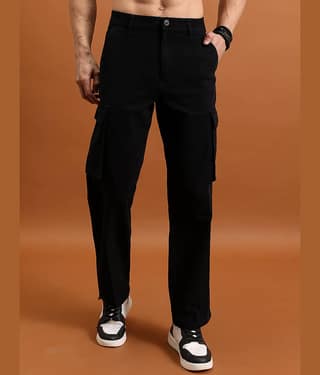 Highlander Regular Flat Men's Cargos - Black ( Pack of 1 )