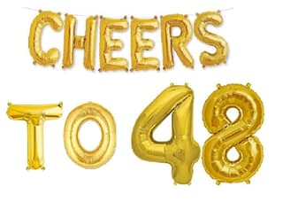 Partyzon Gold Cheers to Birthday Foil Balloon Combo Party Decoration for Anniversary Celebration 16 Inches