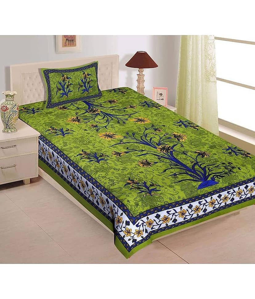 Uniqchoice Cotton Single Bedsheet ( Green )