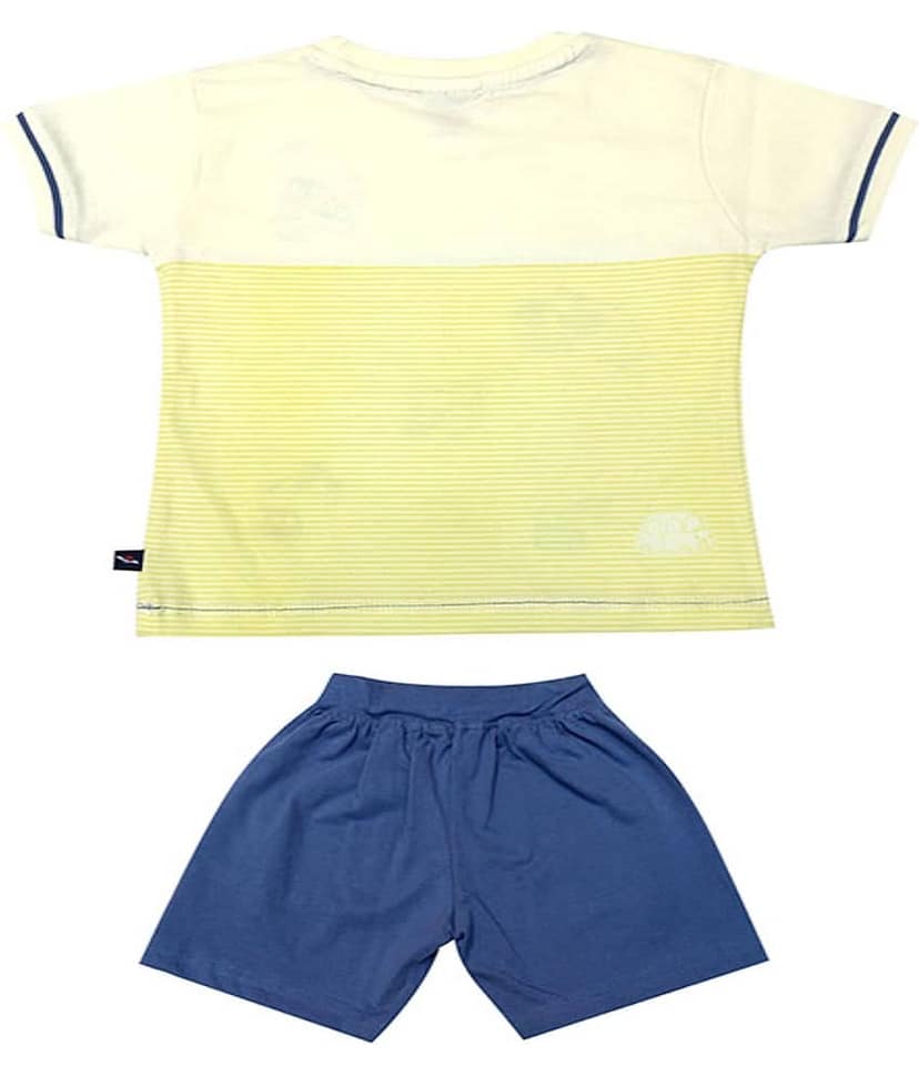 Kideon Pack of 1 Boys Cotton T-Shirt & Shorts Set ( Yellow ) view 2