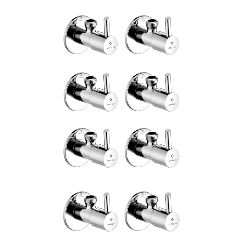 Enicet Brass Angle Valve Set of 8, Brass Build, 8 Piece Combo, Angle cock