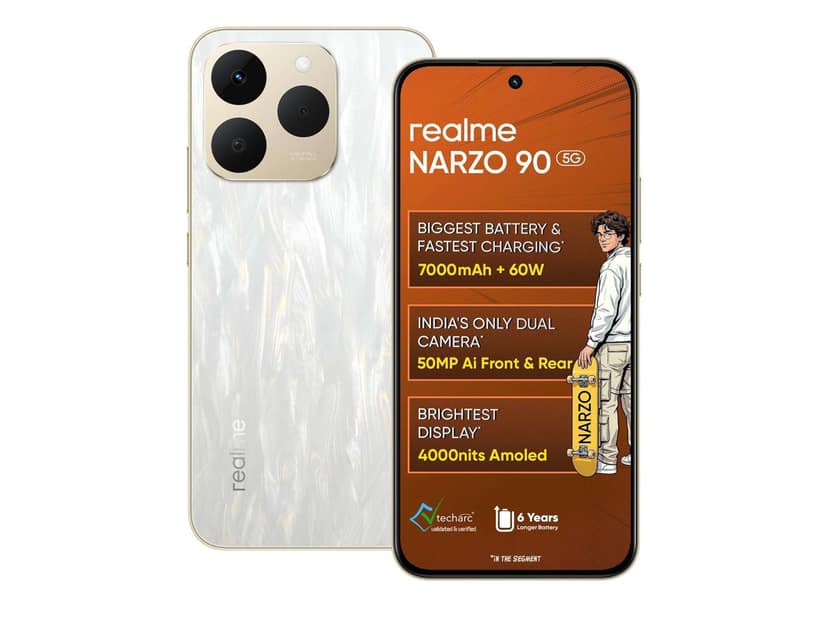 Realme Narzo 90 5G Smartphone, 8GB RAM, 128GB Storage - Flowing Silver