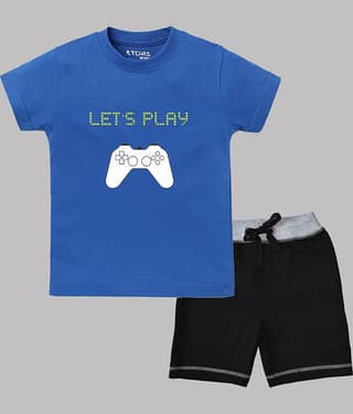 ETCHED DESIGN Pack of 1 Boys Cotton T-Shirt & Shorts Set ( Multicolor )