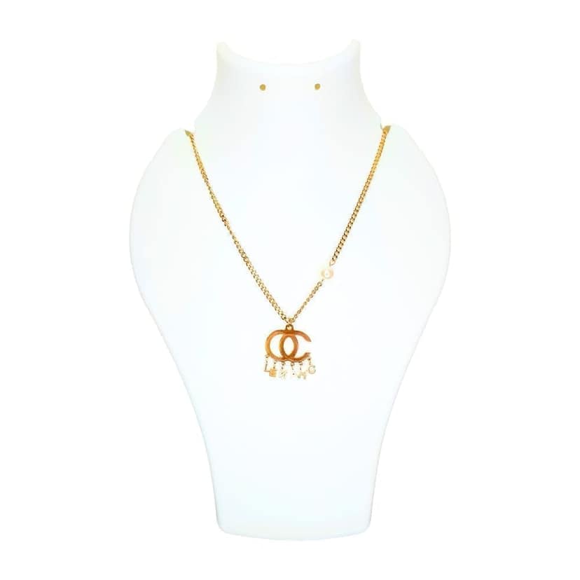Jewelryklub Anti Tarnish Gold Plated Pendant Necklace Chain with Letters & Pearl Stone For Girls & Women view 2