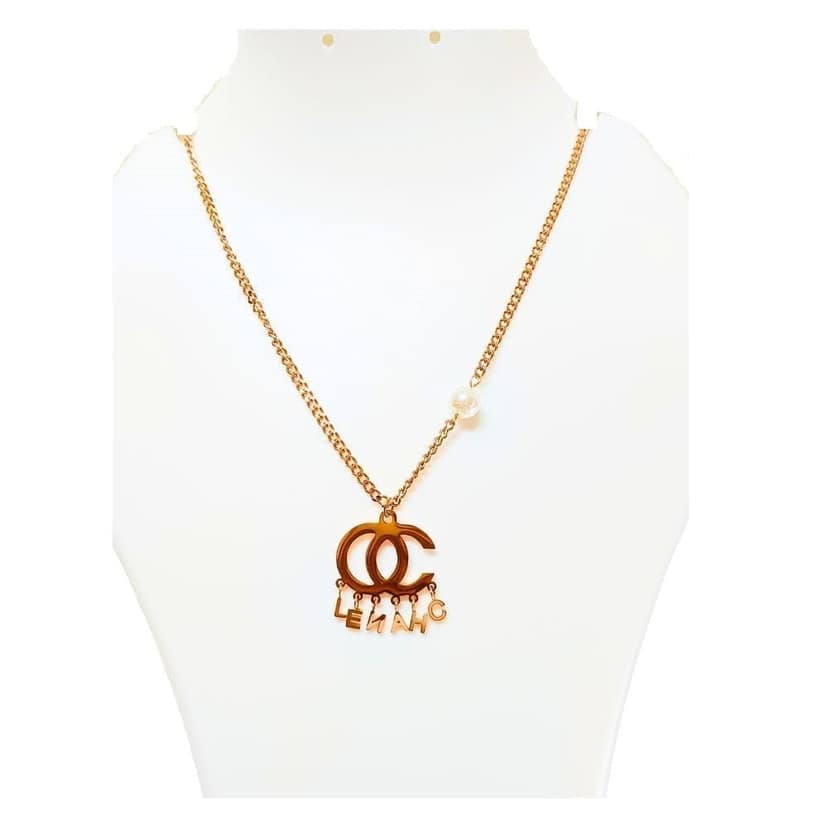 Jewelryklub Anti Tarnish Gold Plated Pendant Necklace Chain with Letters & Pearl Stone For Girls & Women view 3