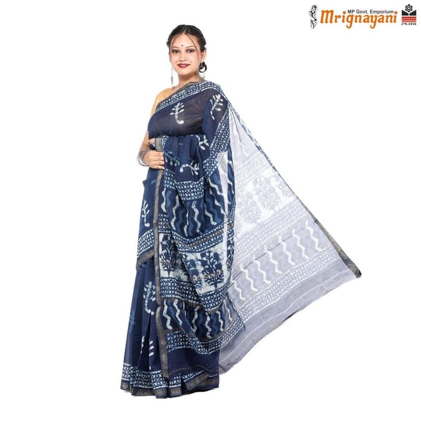 HANDLOOM MAHESHWARI SILK SAREE WITH BLOUSE (SKU - 1SM901200422, SAREE-1135) view 3