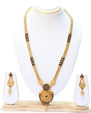Swarajshop Alloy Gold-plated Black Jewel Set (Pack of 1)