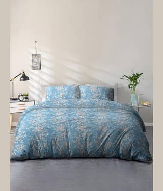 Cortina Cotton 1 Double Queen Bedsheet with 2 Pillow Covers ( Light Blue )