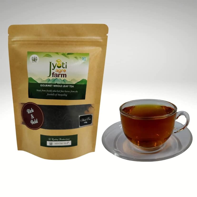 Premium English Orthodox Black Tea from the foothills of Darjeeling | Rich & Bold | Jyoti Agro Farm (100g) | 75 to 100 cups approx | Second Flush | Gourmet Whole Leaf Tea by MINTRI TEA view 2