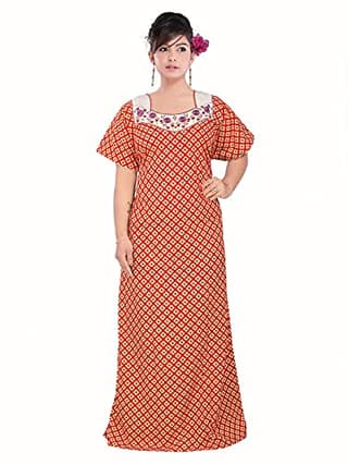 VALENCIA SLEEPWEAR XXL/XXXL Pure Cotton Yoke Embroidery Pleated Nighty Maxi Night Gown Summer Collection