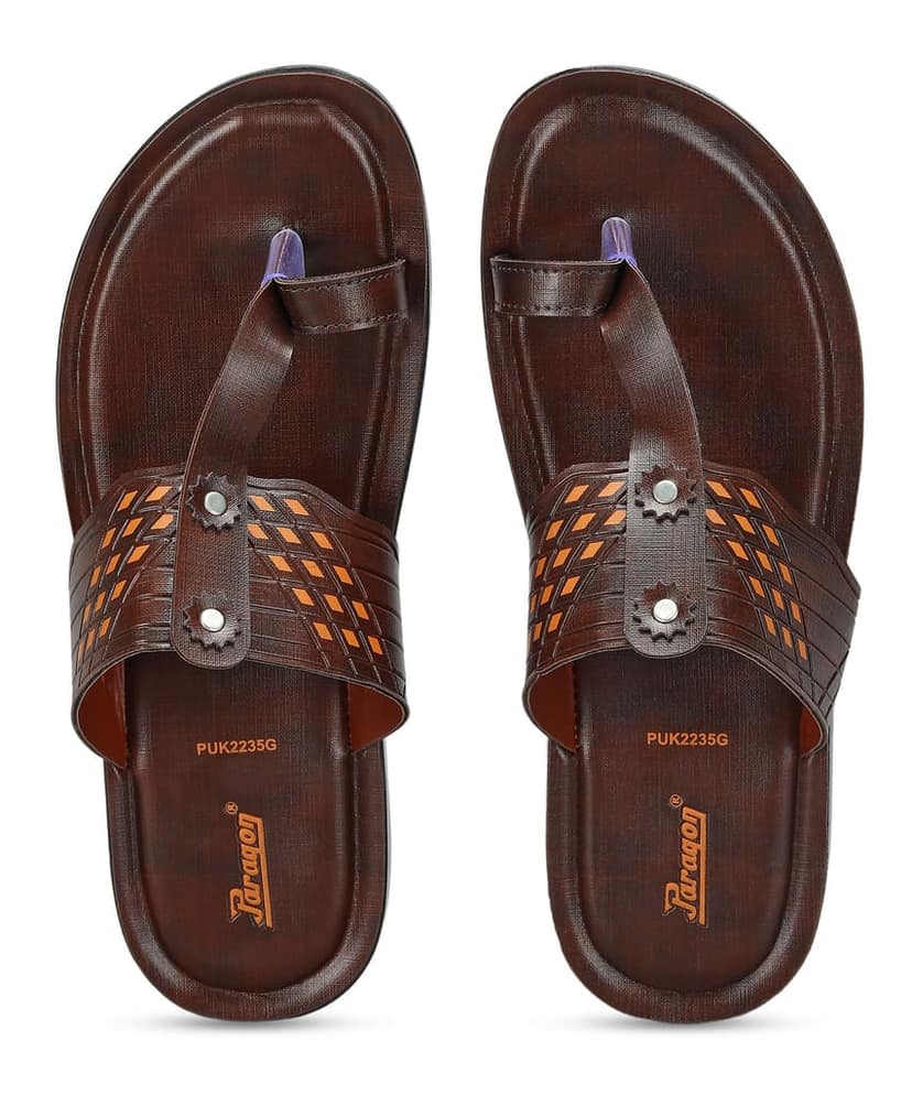 Paragon Men's Slip-on Brown Sandals for Men | Comfortable Sole & Durable view 2
