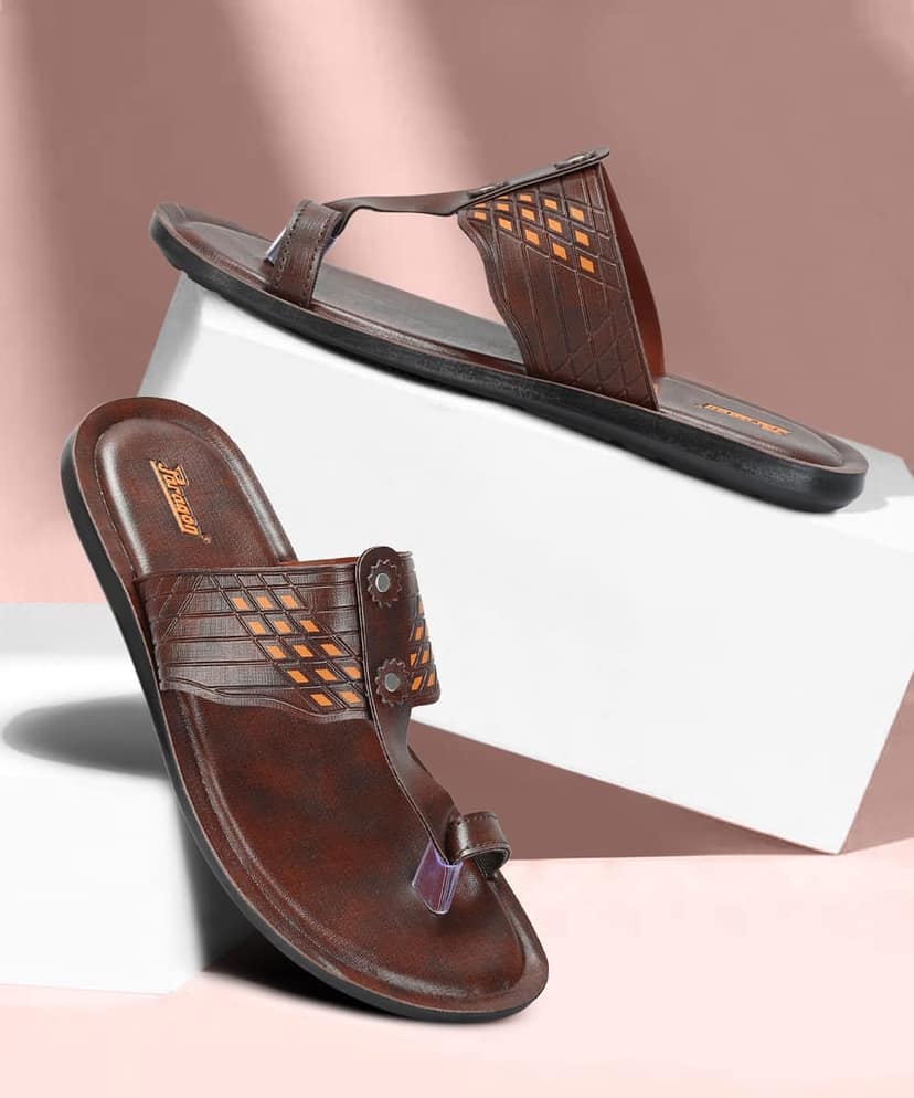 Paragon Men's Slip-on Brown Sandals for Men | Comfortable Sole & Durable view 7