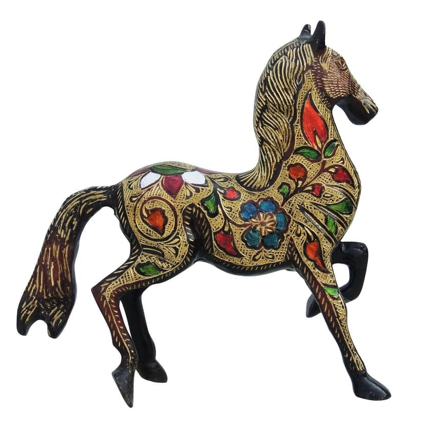 Elegant Running Brass Horse Figurine For Luxury Home Decoration, Height : 8.5 Inch (ANMAS063 C) view 3