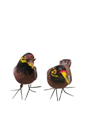 Hand-Painted Myna Bird Figurines Set of 2 for Home Decor