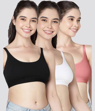 Kalyani Pack of 3 Cotton Blend Non Padded Women's Teenage Bra ( Multicolor ) CATHY