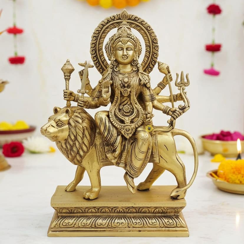 Brass Durga Ji God Idol - Traditional Religious Showpiece, Height : 17 Inch (BSMAS1779 J)