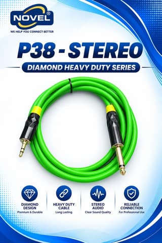 NOVEL P38 - STEREO DIAMOND CONNECTOR HEAVY CABLE 1.5 YARD