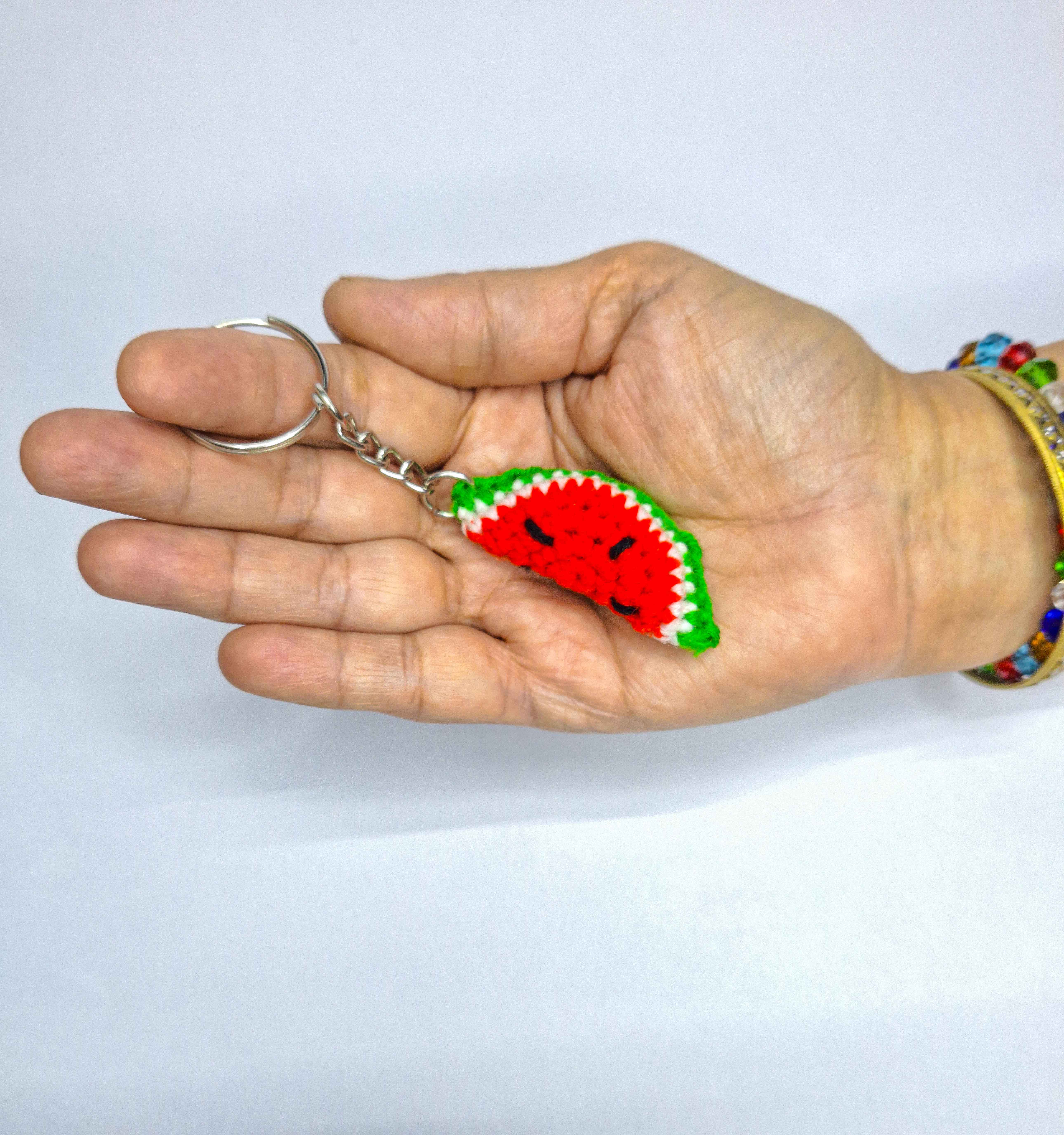CROSHIA HUT Handmade Crochet Watermelon Keychain