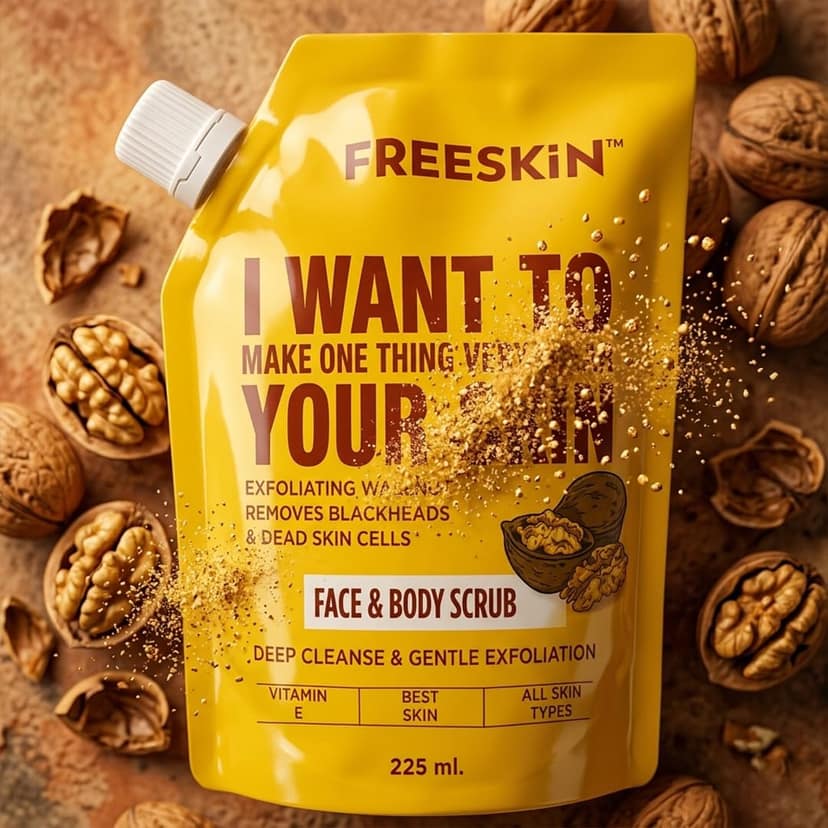 Walnut Face & Body Scrub 225ml | Exfoliating Scrub with Vitamin E for Deep Cleansing, Blackhead Removal & Glowing Skin view 2