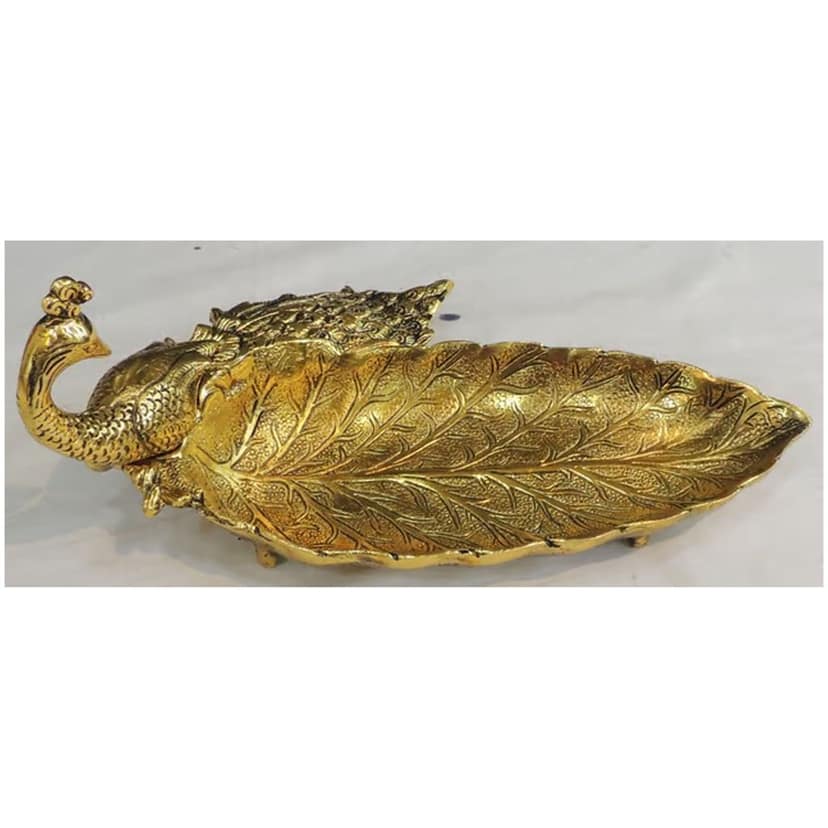 Aluminium Showpiece Peacock Plate, Height : 5.5 Inch (ASMAS508 G) view 3