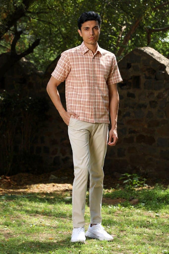 Arka Cotton Checked Half Sleeve Shirt view 2