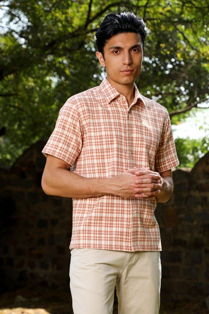 Arka Cotton Checked Half Sleeve Shirt view 5