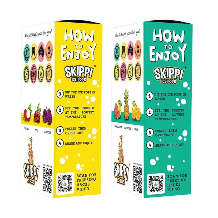(Yellow + Green Small box )Cola,Lychee,Raspberry,Pink Guava,Lemon and Pineapple Flavor Combo of small pack of 12 +12 Skippi Ice pops of 32 ml each view 6