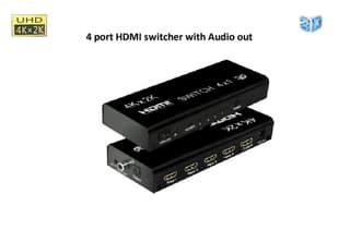 HDMI Switcher 4 in 1 Out, 4K with Optical Audio Out Supports PS5, Xbox, Fire TV, Apple TV, Laptop, Blu-Ray, Projector, AV Receiver Remote & Manual Control
