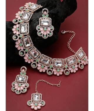 Sukkhi Pink Alloy Necklace Set ( Pack of 1 )