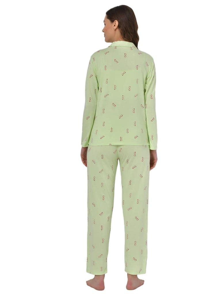 Klamotten Women's Sea Green Allover Printed Top Pyjama Set N54Gs view 8