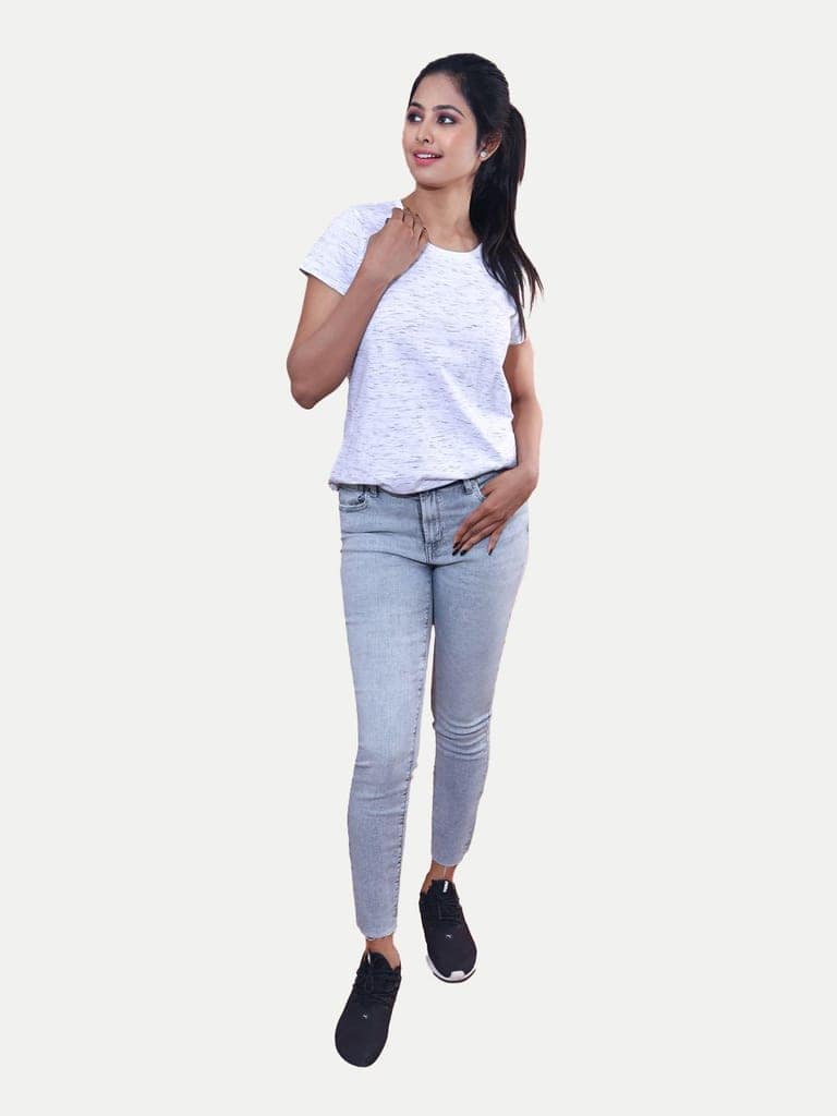 Women Blue Printed Half Sleeve T-shirt view 2