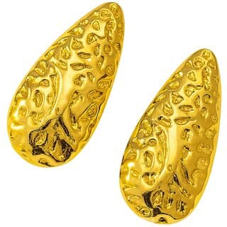 18k Gold Plated Stud Earring (Organic Oval Textured Stud Earrings)