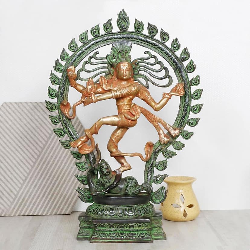 ARTVARKO Brass Natraj Idol Murti Nataraja Bhagwan Large Shiva Dancing Statue Home Decor Mandir Temple Vastu Showpiece for Gift Height 21 Inches