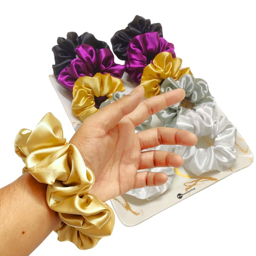 Dvabeautyshop scrunchies for Women, Pack of 10, Satin Scrunchies (Ethnic, Large) Dvabeautyshop scrunchies for Women, Pack of 10, Satin Scrunchies (Ethnic, Large) - Ethnic / 1 count (Pack of 10)
