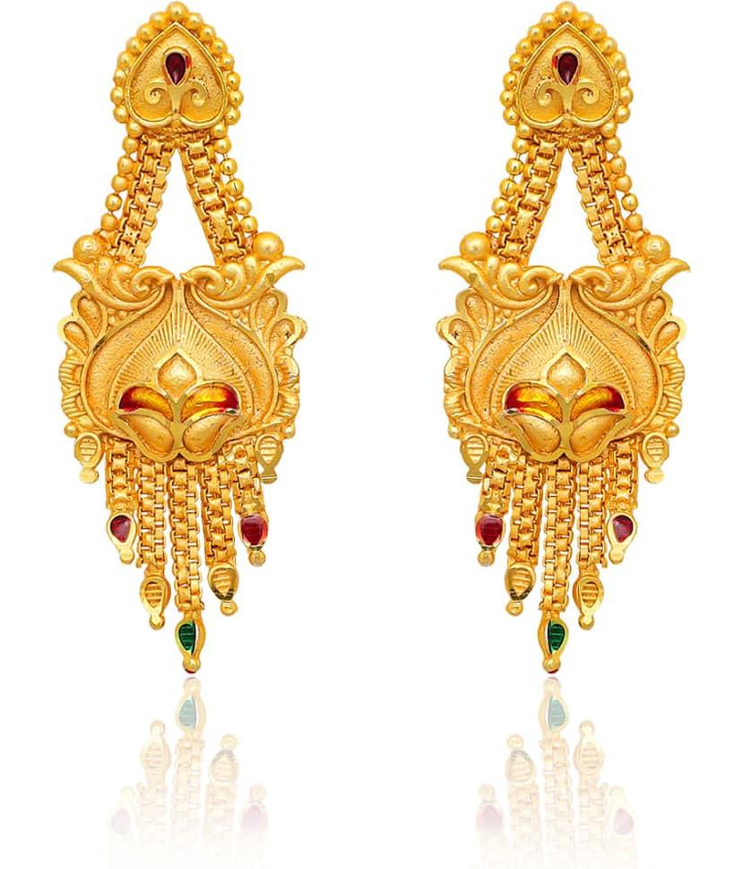 Drashti Collection Gold Danglers Earrings ( Pack of 1 ) view 2