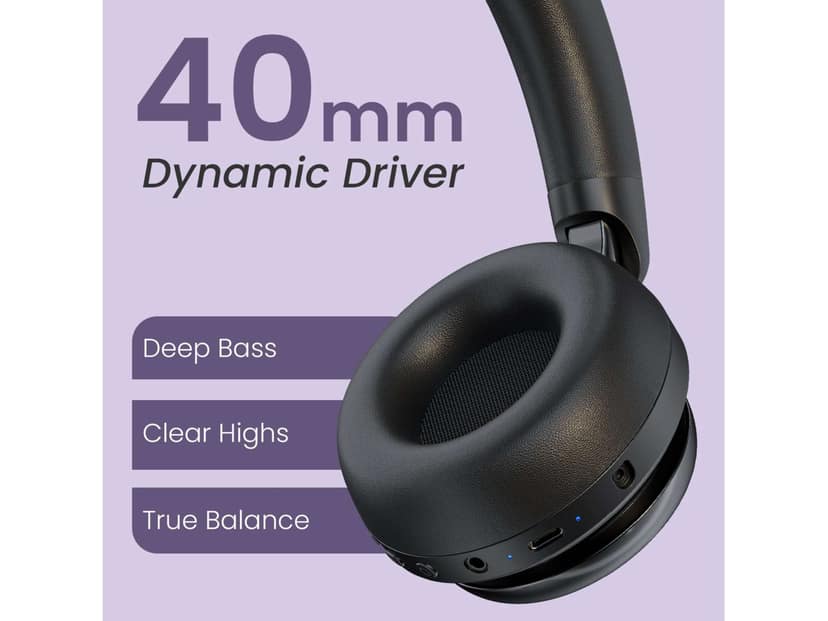 Portronics Muffs M7 Over Ear Headphone, USB-A & Type-C 2.4GHz Receiver, Detachable Boom Mic - Black view 3