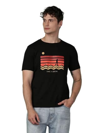 Cotton Black Graphic T-Shirt
